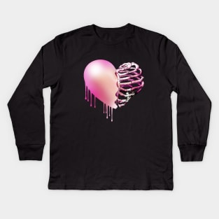 Broken heart, watercolor design, heart disease awareness Kids Long Sleeve T-Shirt